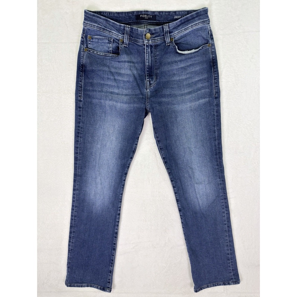 Fidelity Denim Jeans Mens 33x31 Blue Straight Slim Jimmy Medium Wash Stretch